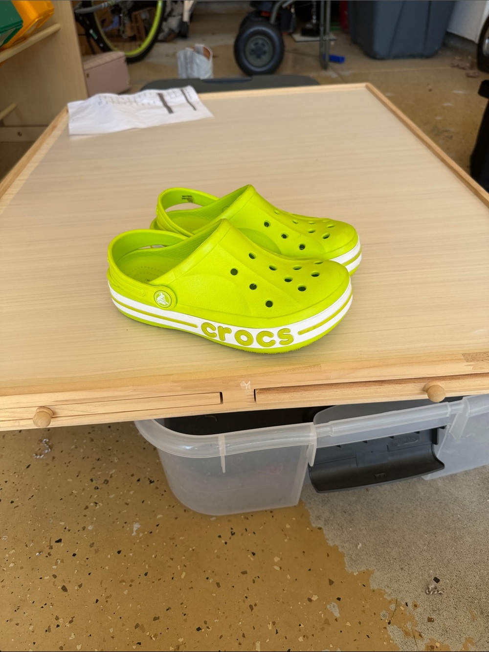 CROCS Kids Neon Lime Green Classic Clogs